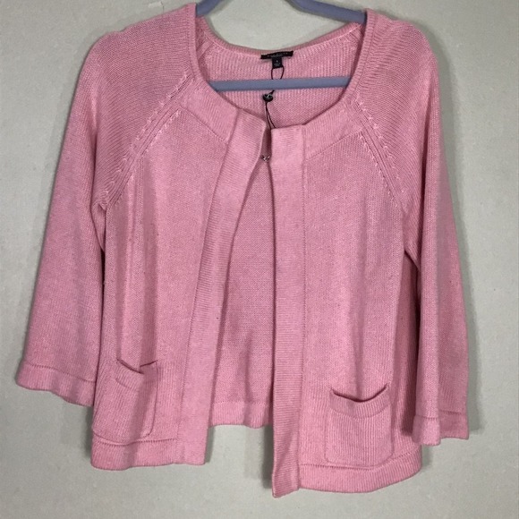 Talbots Women's Pink 3/4 length sleeve Open front  Sweater Sz. Sm NWOT - Picture 2 of 8